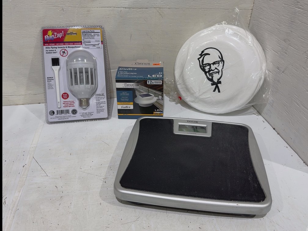Scale, lights, Frisbees