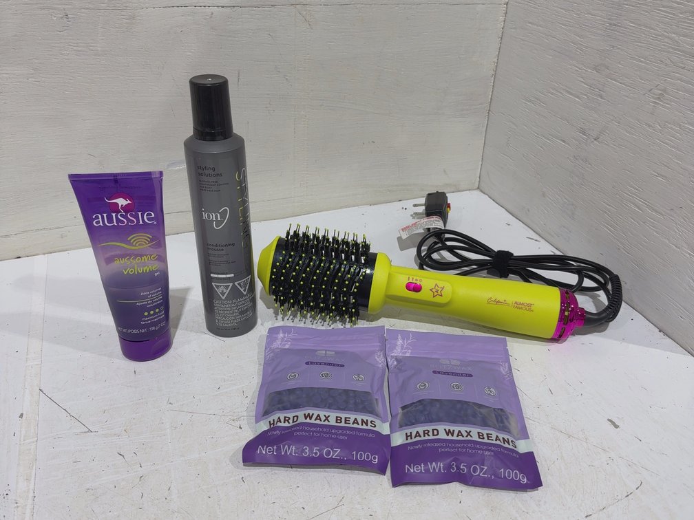 Blow Brush, hair products, wax besds