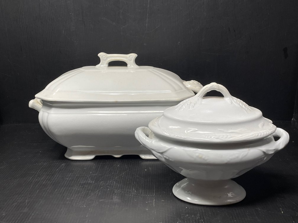 2 Ironstone Soup Tureens and 1 Ladle