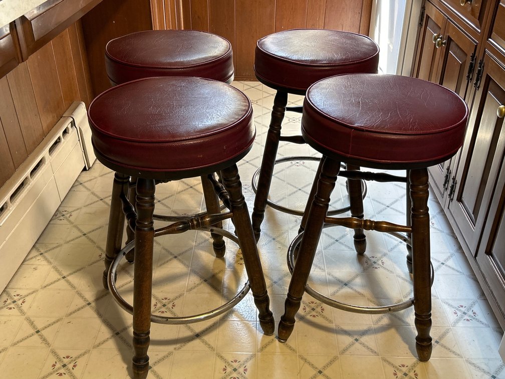 4 Barstools with Vinyl Seats