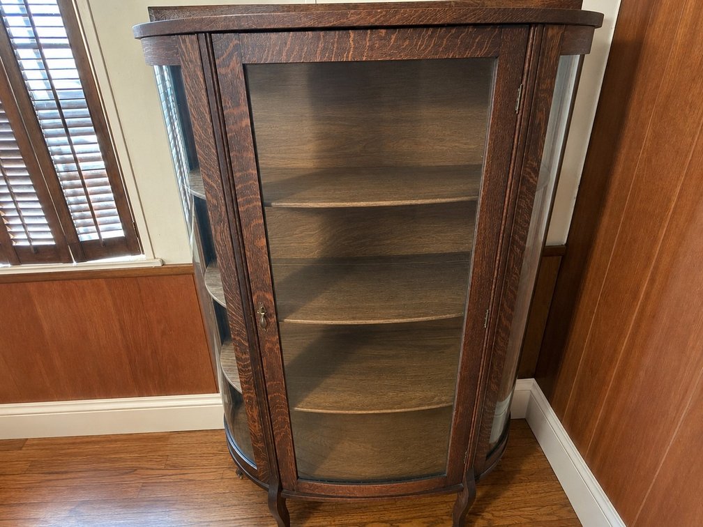 Tiger Oak Bowfront China Cabinet