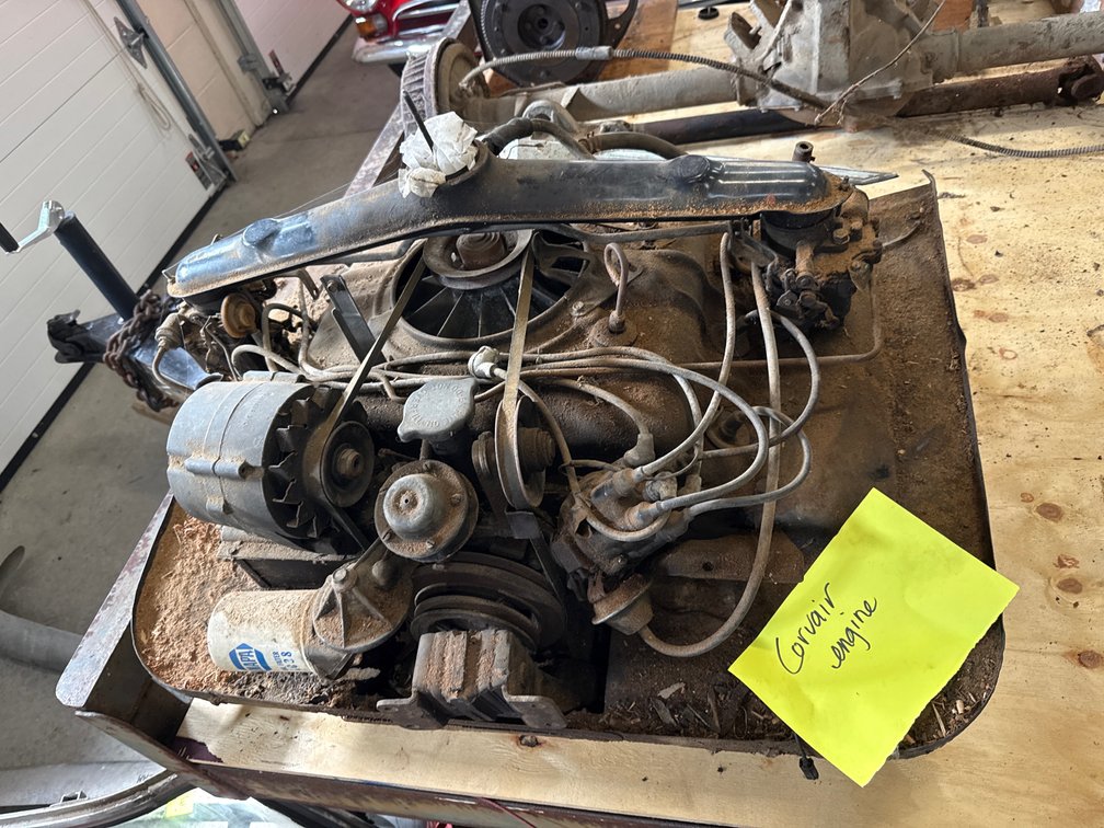 Corvair Engine and Chevy Hood Trim