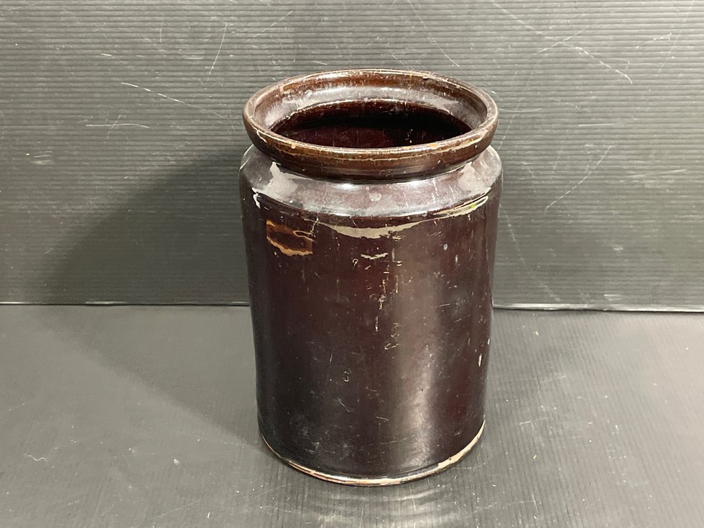 Dark Brown Stoneware Crock