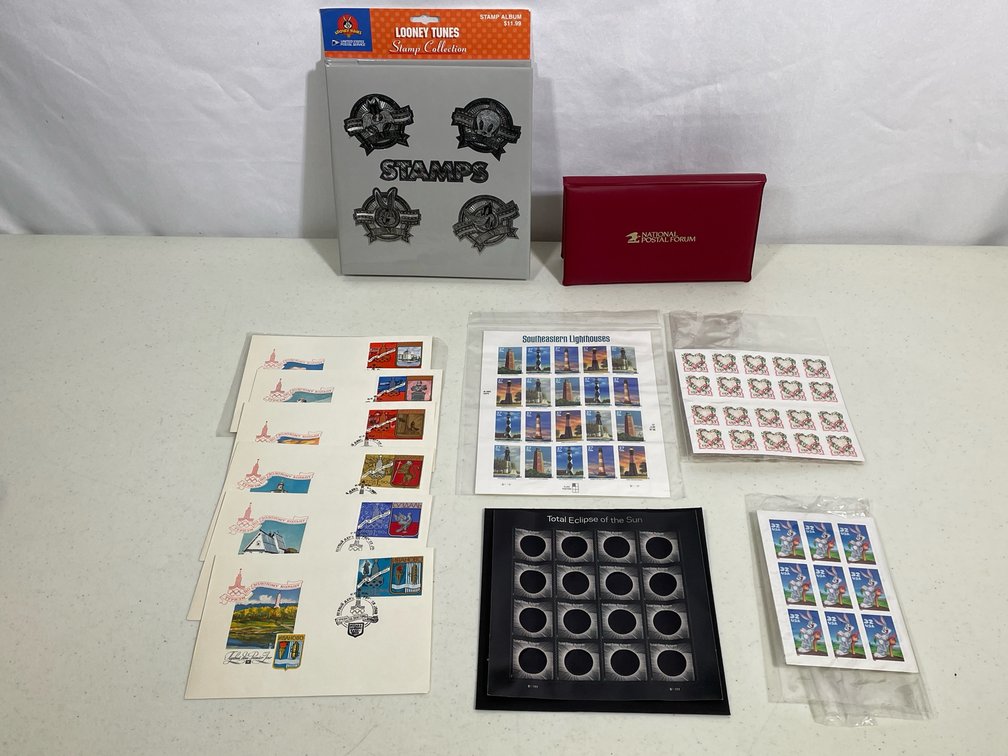 Stamp Collector's Lot- Looney Tunes Album (New), First Day Issues, Stamp Sheets, More