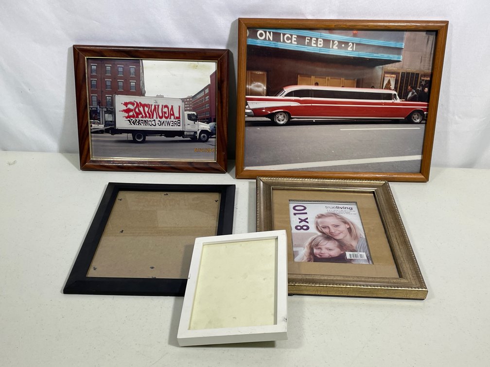 2 Framed Photos- Stretch Chevy and Lagunitae Brewing Co. Truck, Other Empty Frames