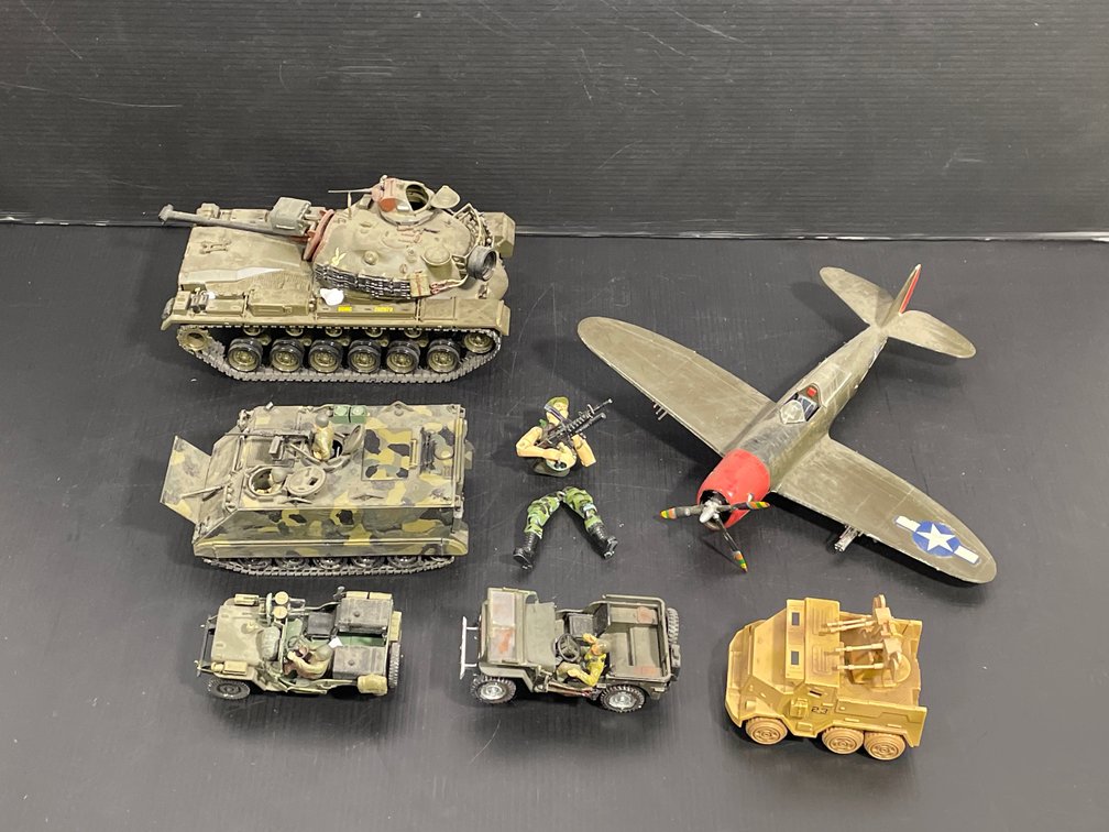 6 Military Vehicles- Plane, 2 Tanks, 2 Jeeps, Other Vehicle and Figure in 2 Parts