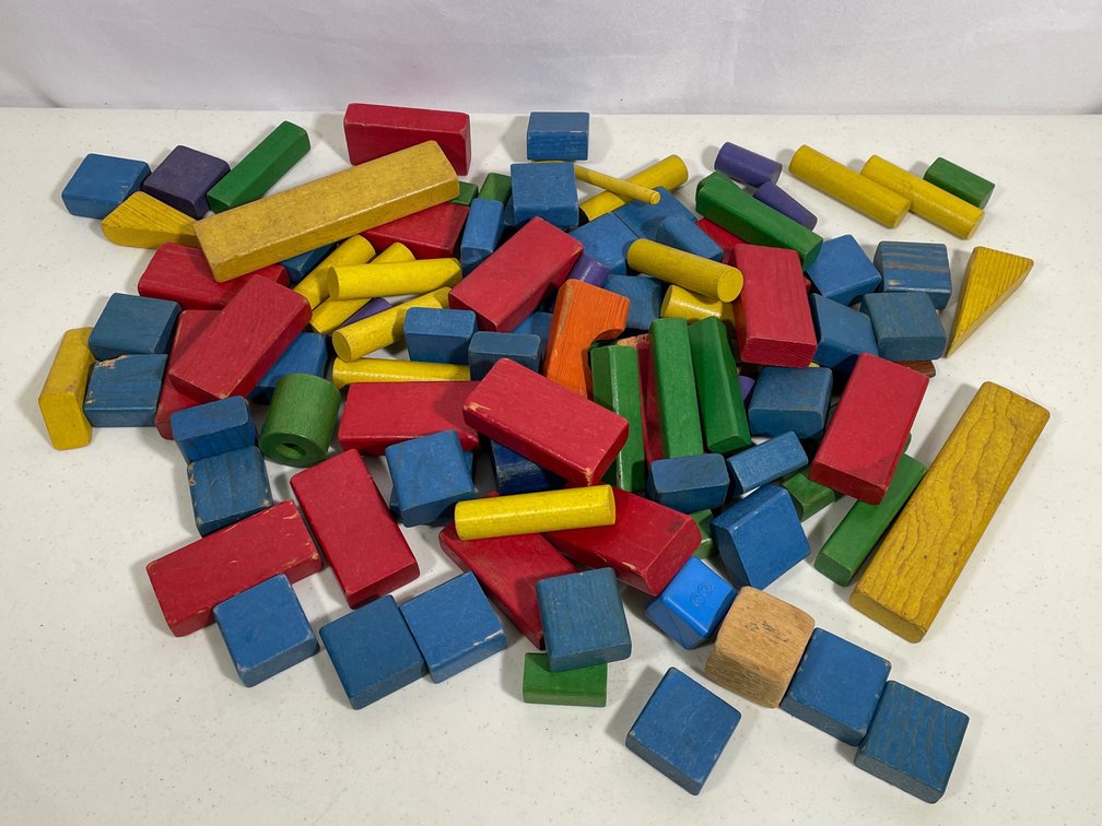 Vintage Playskool Duffle Bag of Colored Blocks