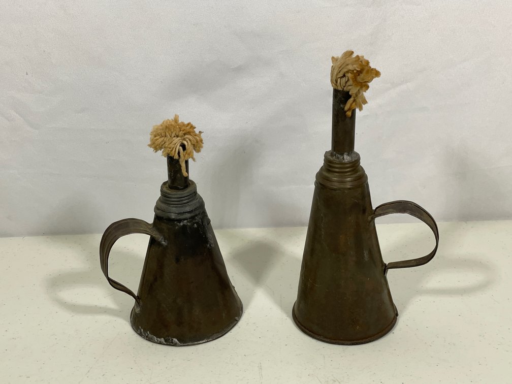 2 Antique Vintage Railroad Oil Flare Torches