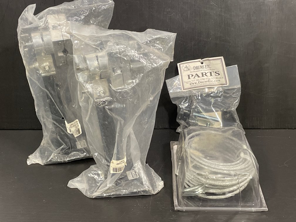 Drums Parts- (2) Slat Grab Clamps, Other Bag Lot, Blue Hawk Wire Rope Kit (New)