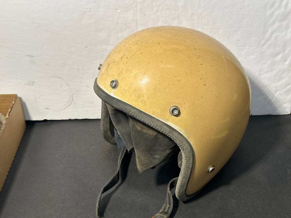 Vintage 3/4 Open Face Motorcycle Helmet, Classic Yellow Finish