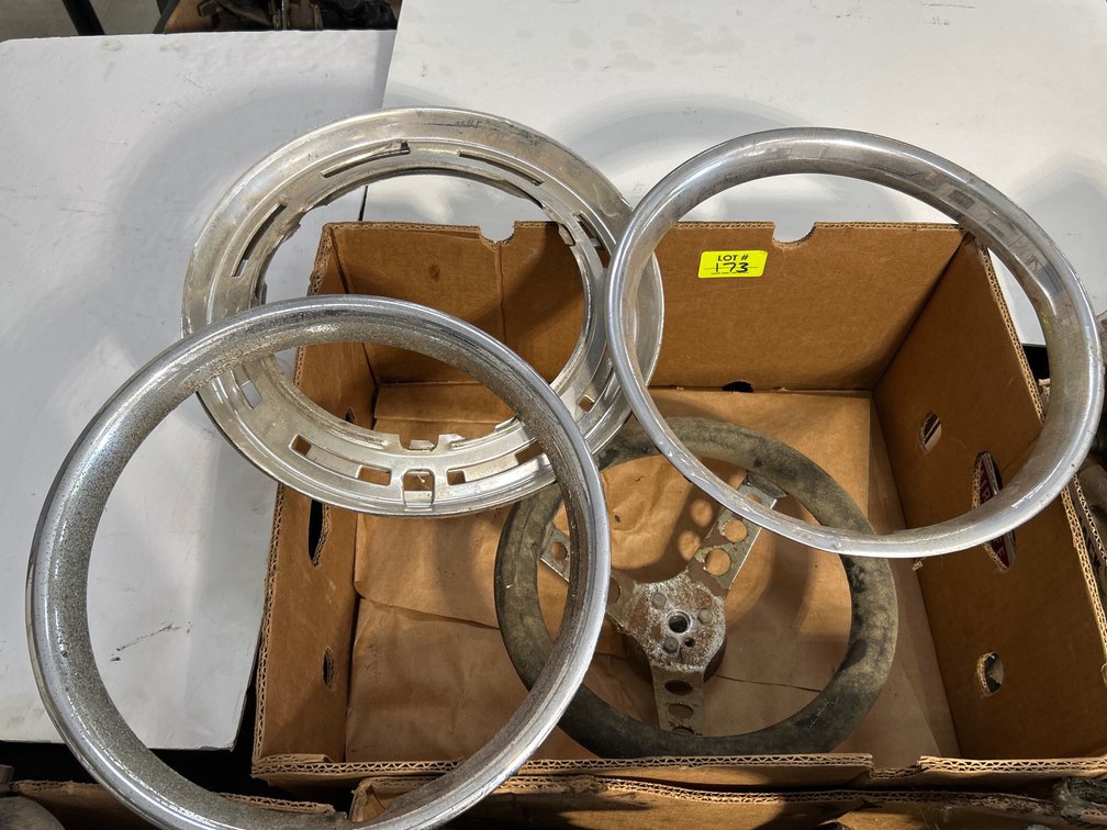 Vintage Sportscar Steering Wheel, Trim Rings, and Wheel Rims