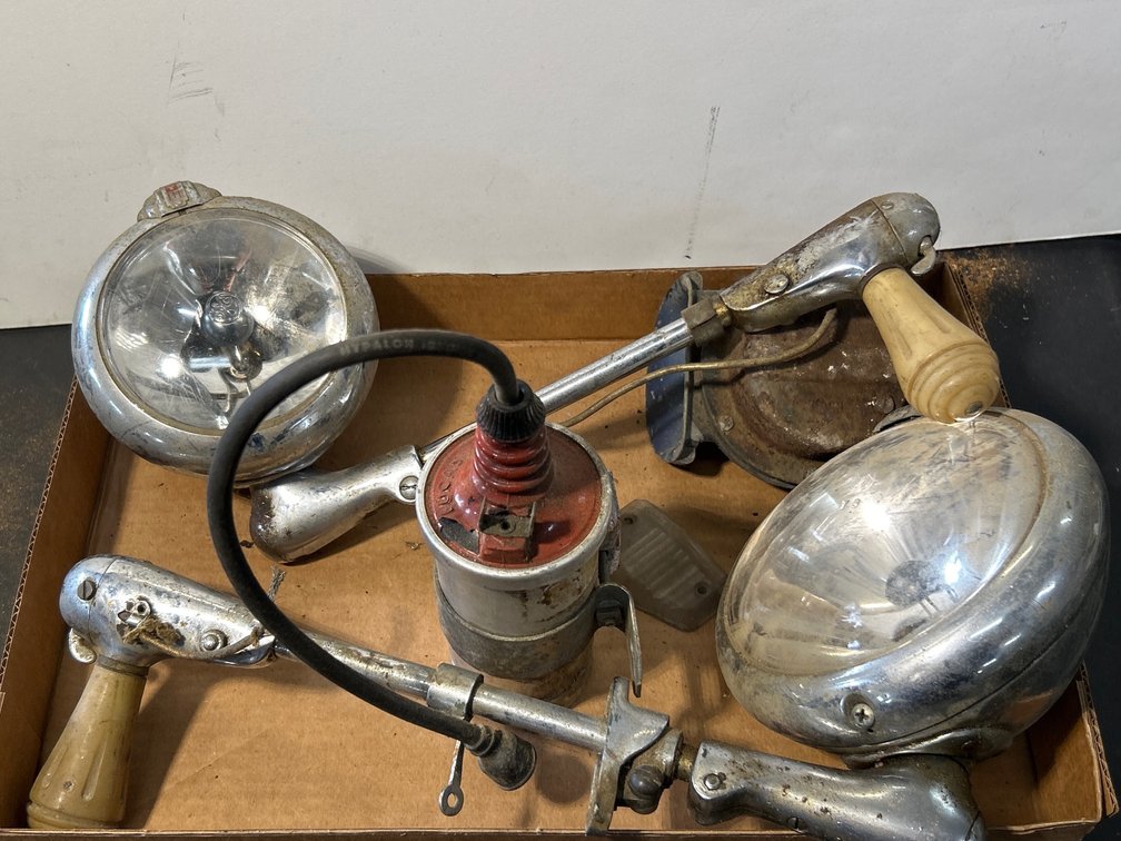 Classic Auto Accessories: 2 Spotlights, Horn, and Engine Coil