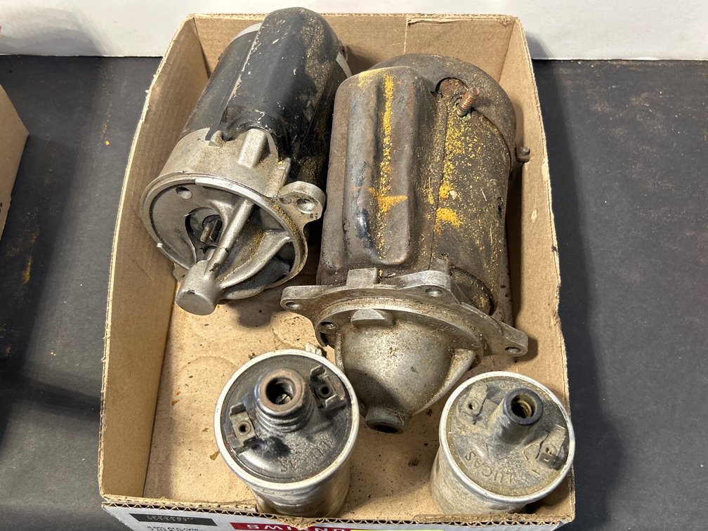2 Sunbeam Ford Starters and 2 LUCAS 12 Volt Ignition Coils, 1960's