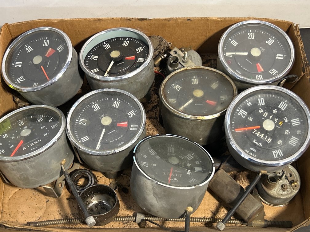 Vintage British Smiths and Jaeger Dash Gauges and Speedometers