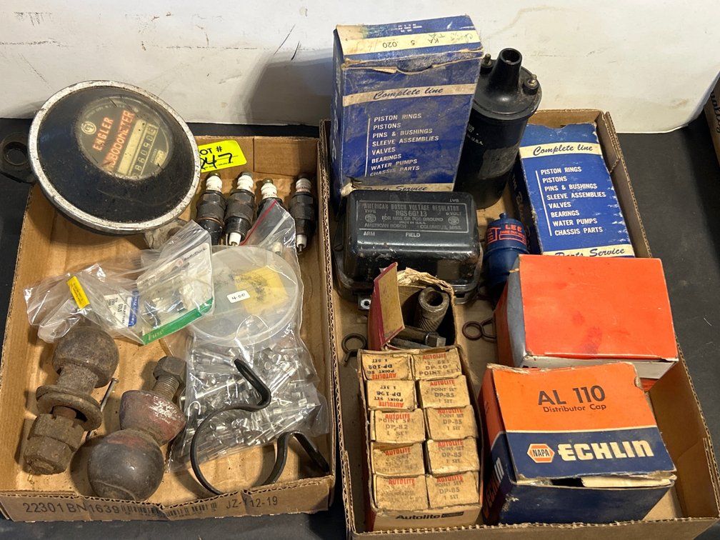 Assorted Vintage Automotive Electrical Components, Gauges, and Ignition Parts