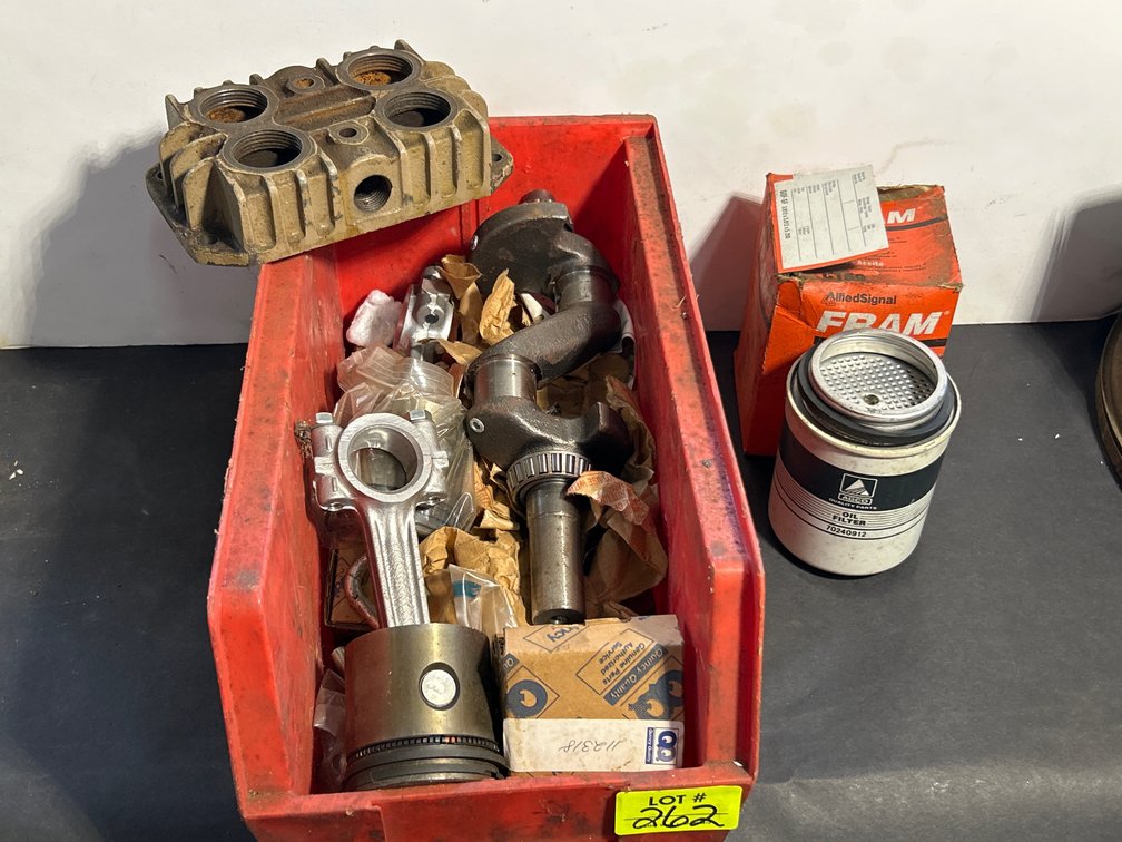 Vintage Small Engine Parts Lot, cast-aluminum multi-cylinder engine head, and more.