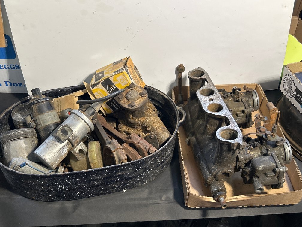 Vintage Automotive Intake Manifold and Zenith Carburetor Assembly Lot with Beck Arnley Boxed Parts
