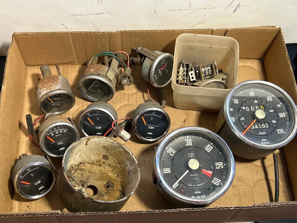 Vintage Lucas and Jaeger Gauges