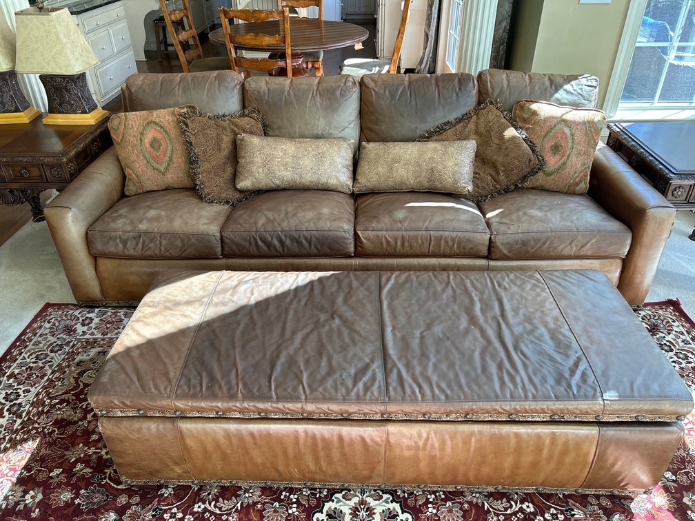 Stickley 4-Cushion Sofa with Matching Storage Ottoman