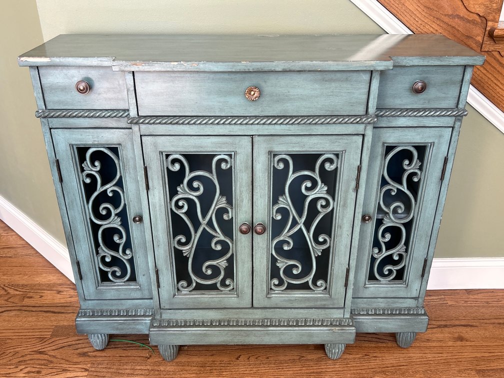 3-Drawer over 4-Door Buffet with Scrollwork Decoration on Lower Doors
