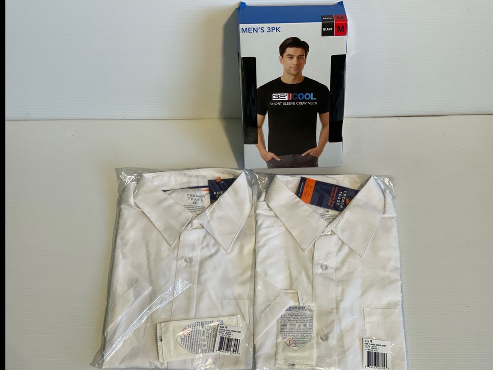 Men's 3 Pack of Short Sleeve Crew Neck Shirts- Size M, 2 Dress Shirts- Size 16