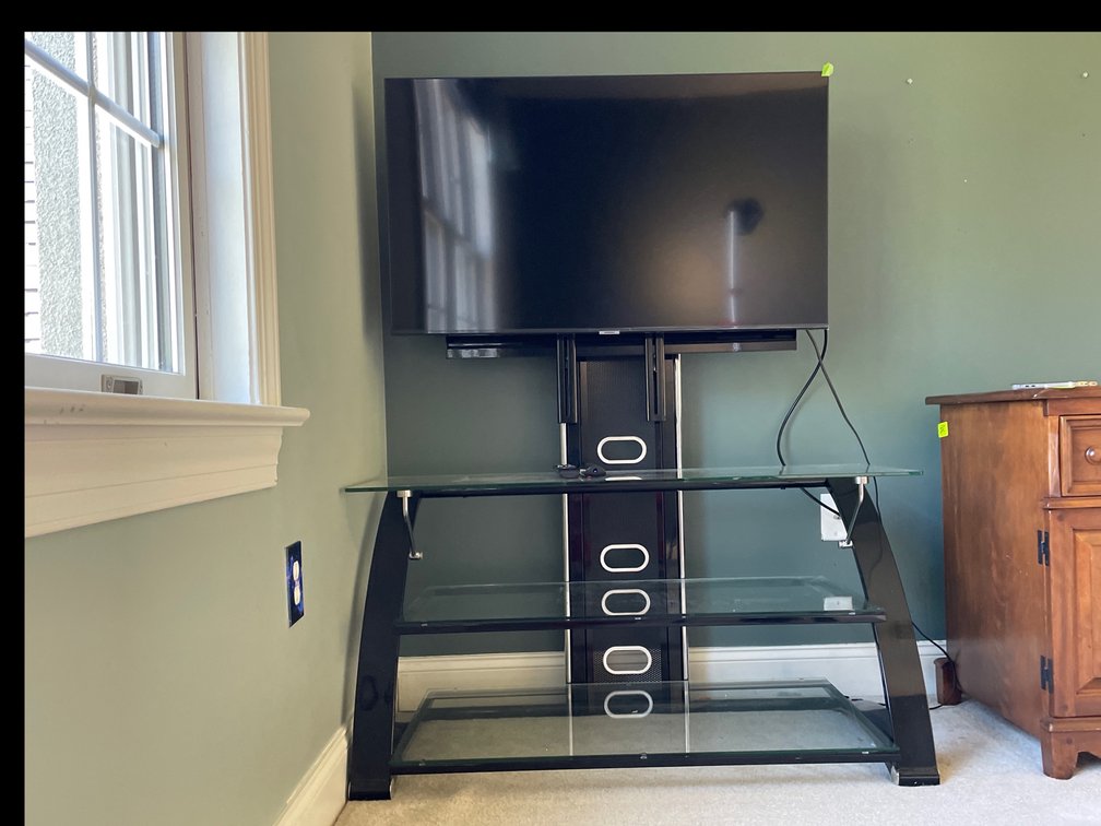 Samsung Flat Screen TV with Black & Glass Contemporary Stand