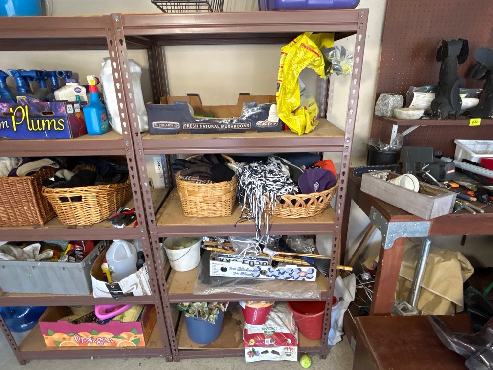 Brown Metal Shelving Unit
