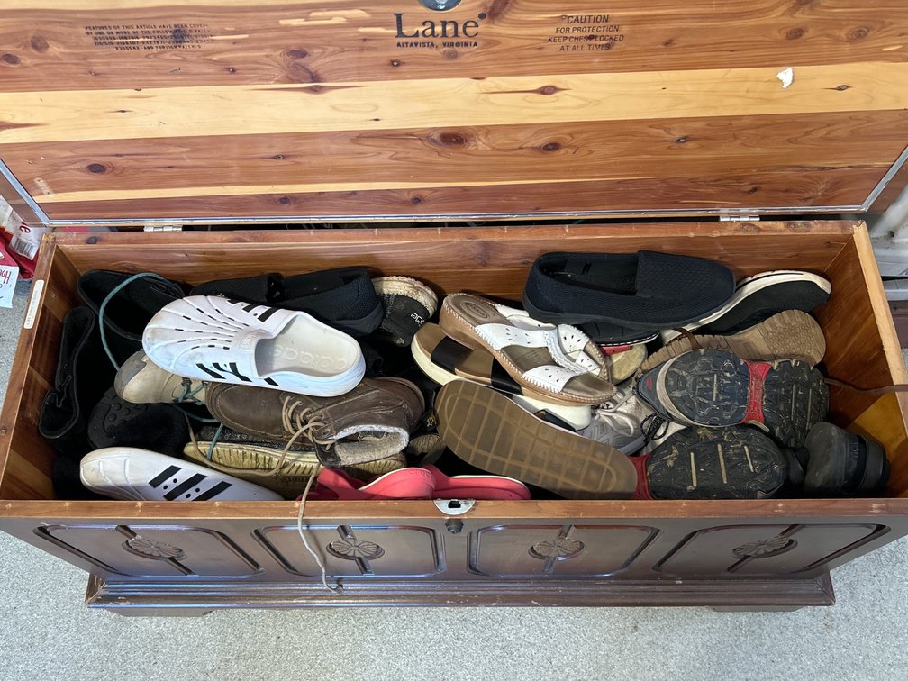 Lane Cedar Lined Blanket Chest Full of Shoes