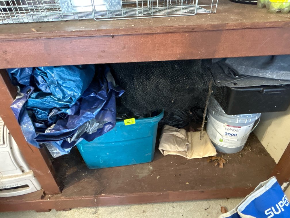 Blue Storage Tote, Tarps, Netting, Black Basin, More