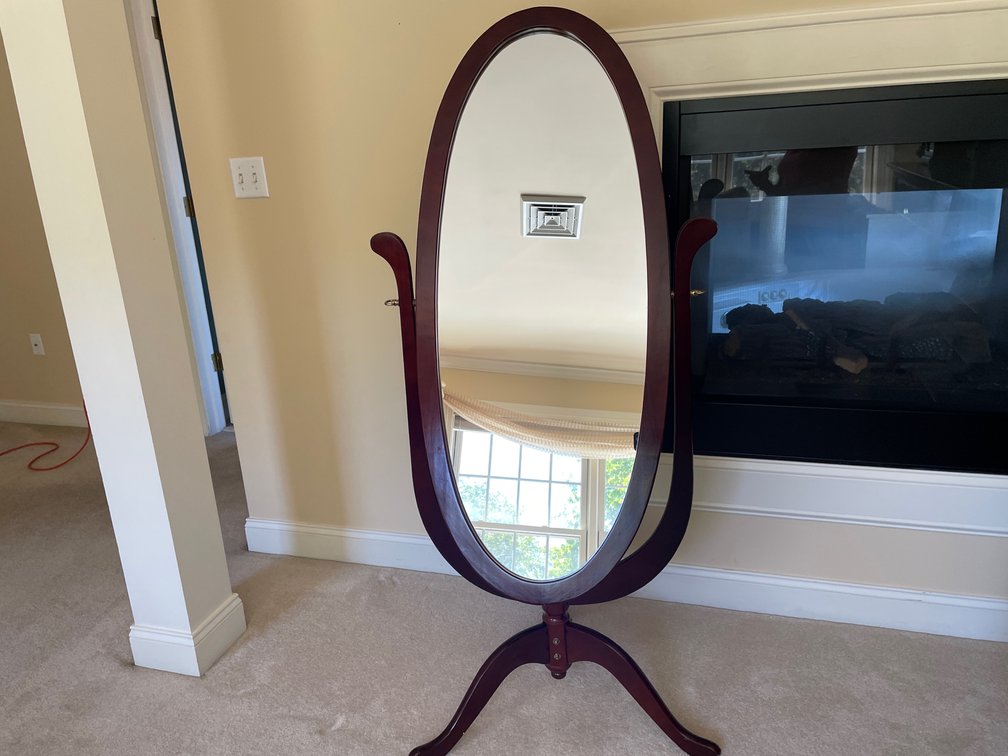 Wood Framed Oval Cheval Mirror