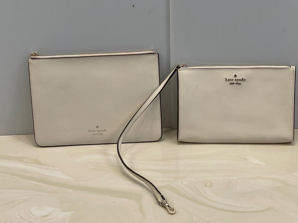2 Cream Kate Spade Handbags- Clutch and Smaller Bag with Strap
