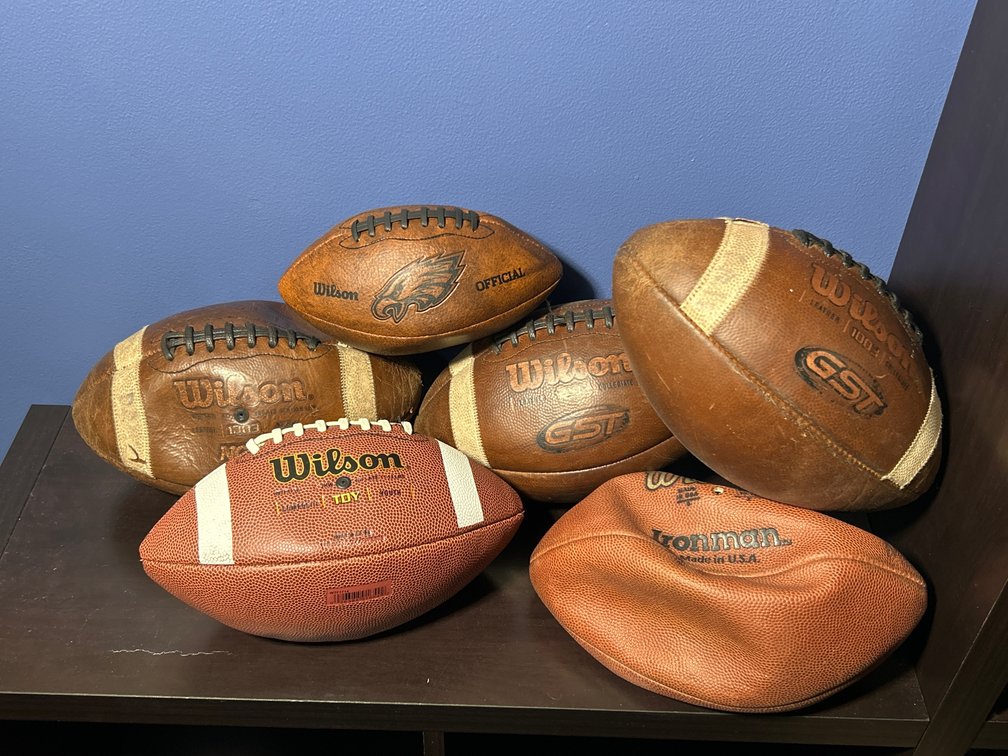 6 Footballs- All are Wilson, All Need Air
