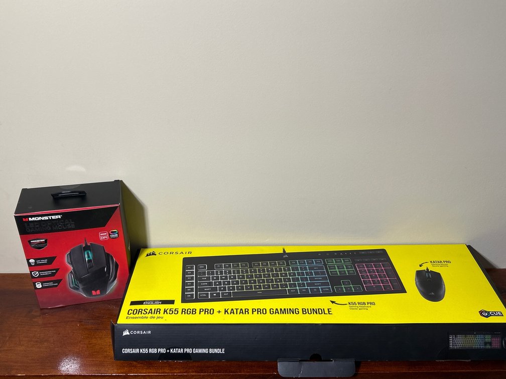 Monster LED Optical Gaming Mouse, Corsair RGB Pro & Katar Pro Gaming Bundle