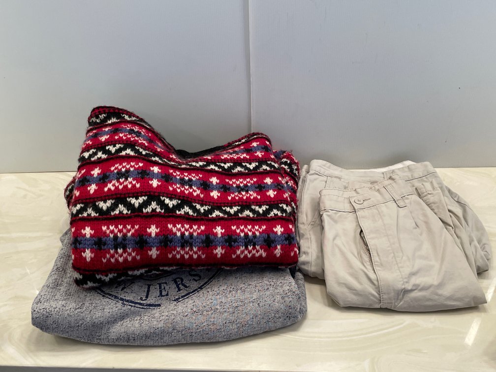 Lady's Sweater & Hooded Sweatshirt, 2 Pairs of Men's Shorts (Both Size 40)