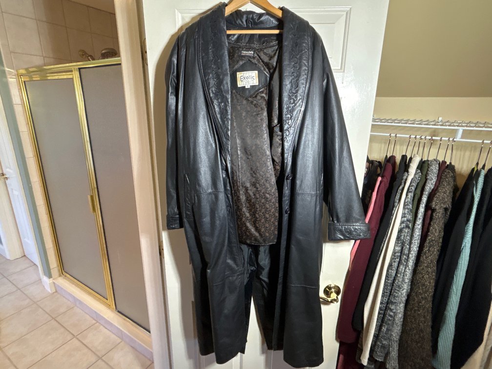 Exotic Leather Coat with Zip-Out Lining, Size M