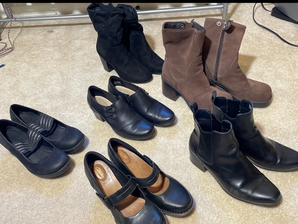 Lady's Shoes- 3 Pairs of Slip-Ons, 3 Pairs of Lady's Boots