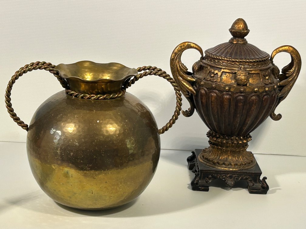Brass-Look Double Handled Vessel and Bronze-Look Chris Madden Double Handled Urn
