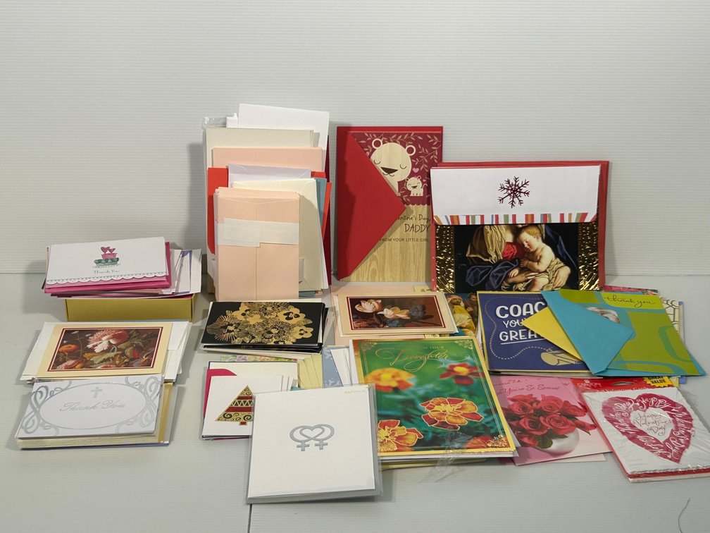 Large Assortment of Greeting Cards, Envelopes- Various Occasions