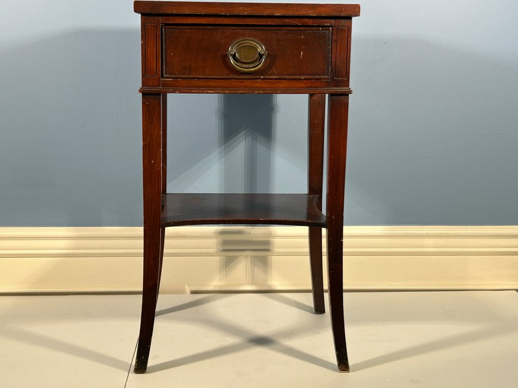 Wooden Single Drawer Stand with Brass Pull