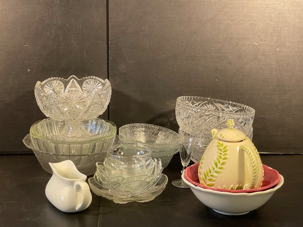 Assorted Clear Glass Serving Pieces, Other