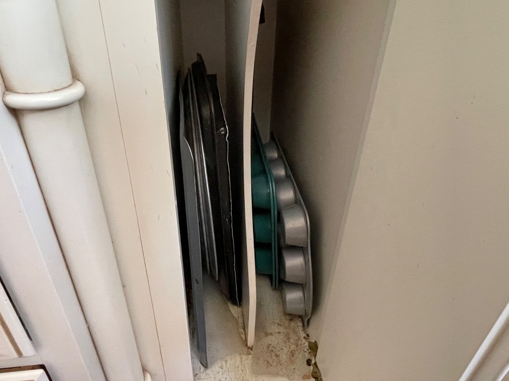 Contents of Cabinet- Baking Sheets, Muffin Tins, Trays