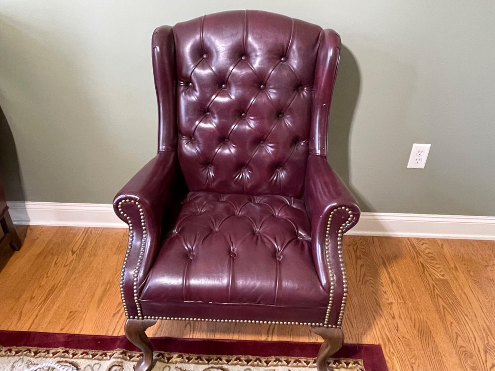 Red Leather Tufted High Back Chair