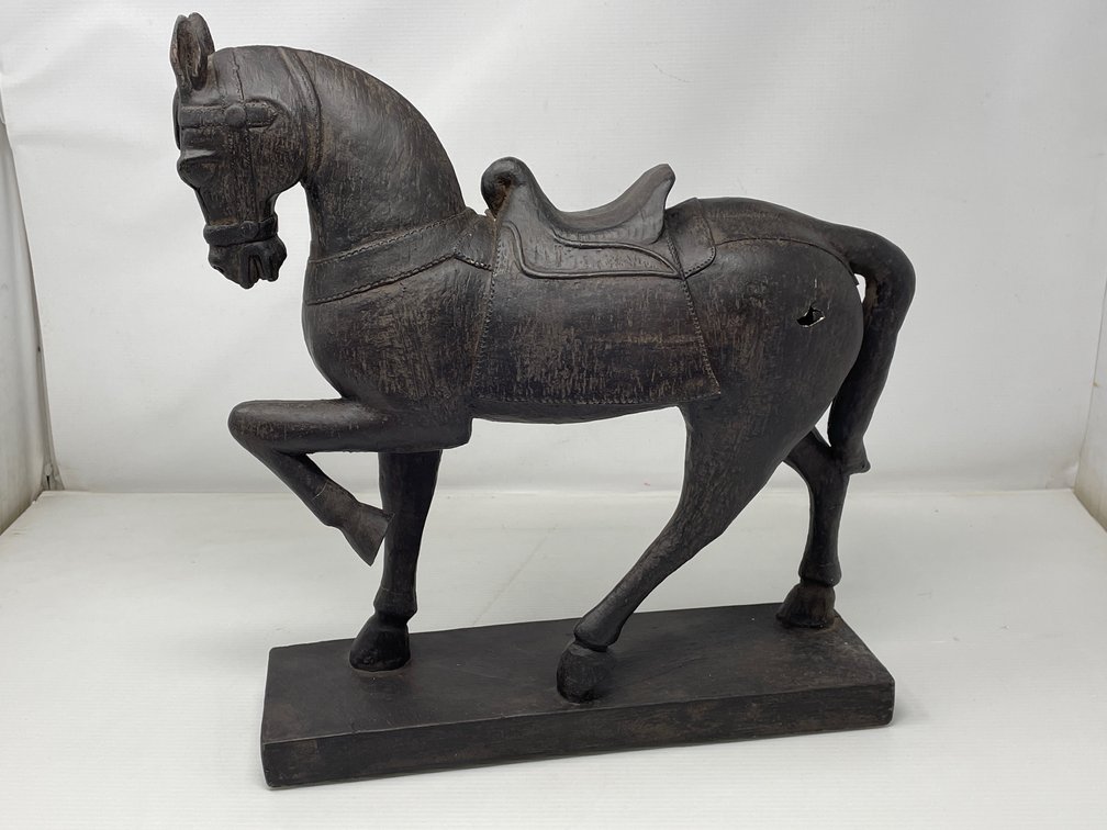 Composition Saddled Horse Figure on Base