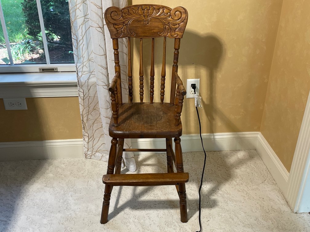 Oak High Chair with Pressed Back