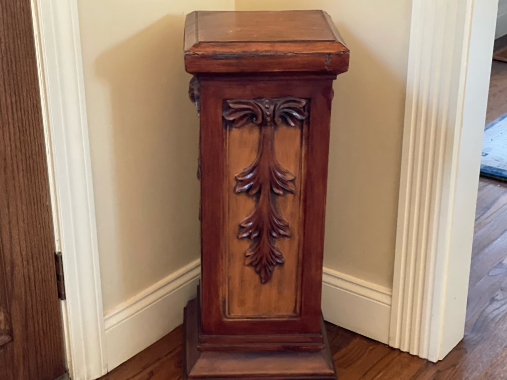 Decorative Wooden Column Stand with Carvings
