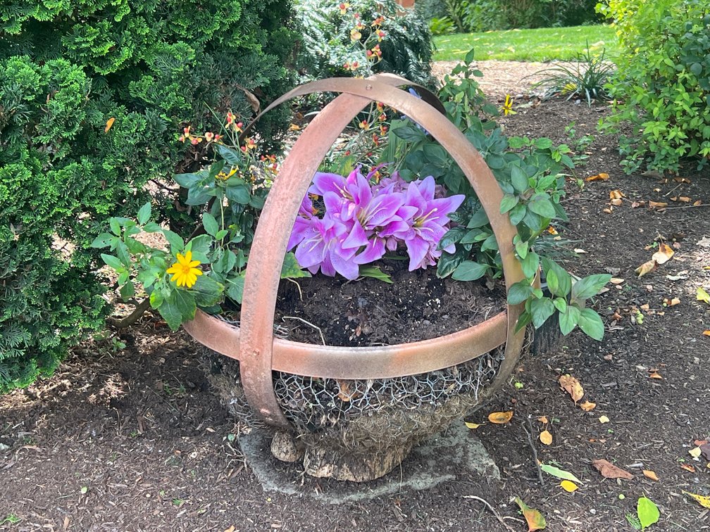 Metal Orb Planter with Variety of Plants