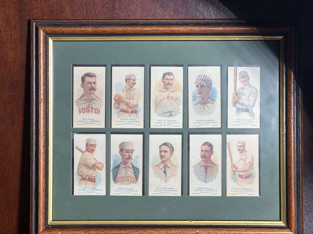 Framed Collage of 10 Cigarette Cards Depicting Baseball Players