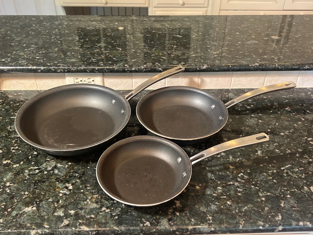 3 Kirkland Skillets- Large and 2 Smaller