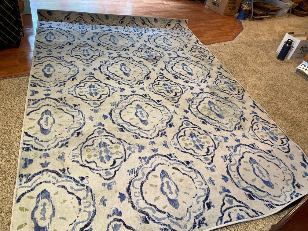 Cream & Blue Area Rug