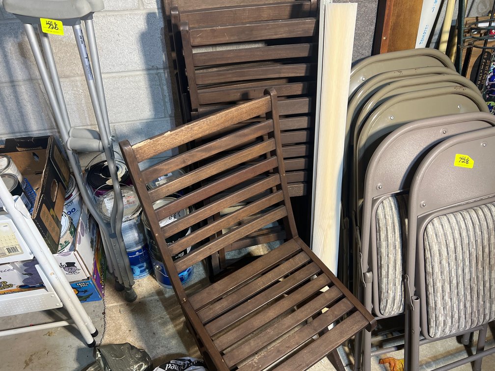 4 Wooden Folding Slat Chairs
